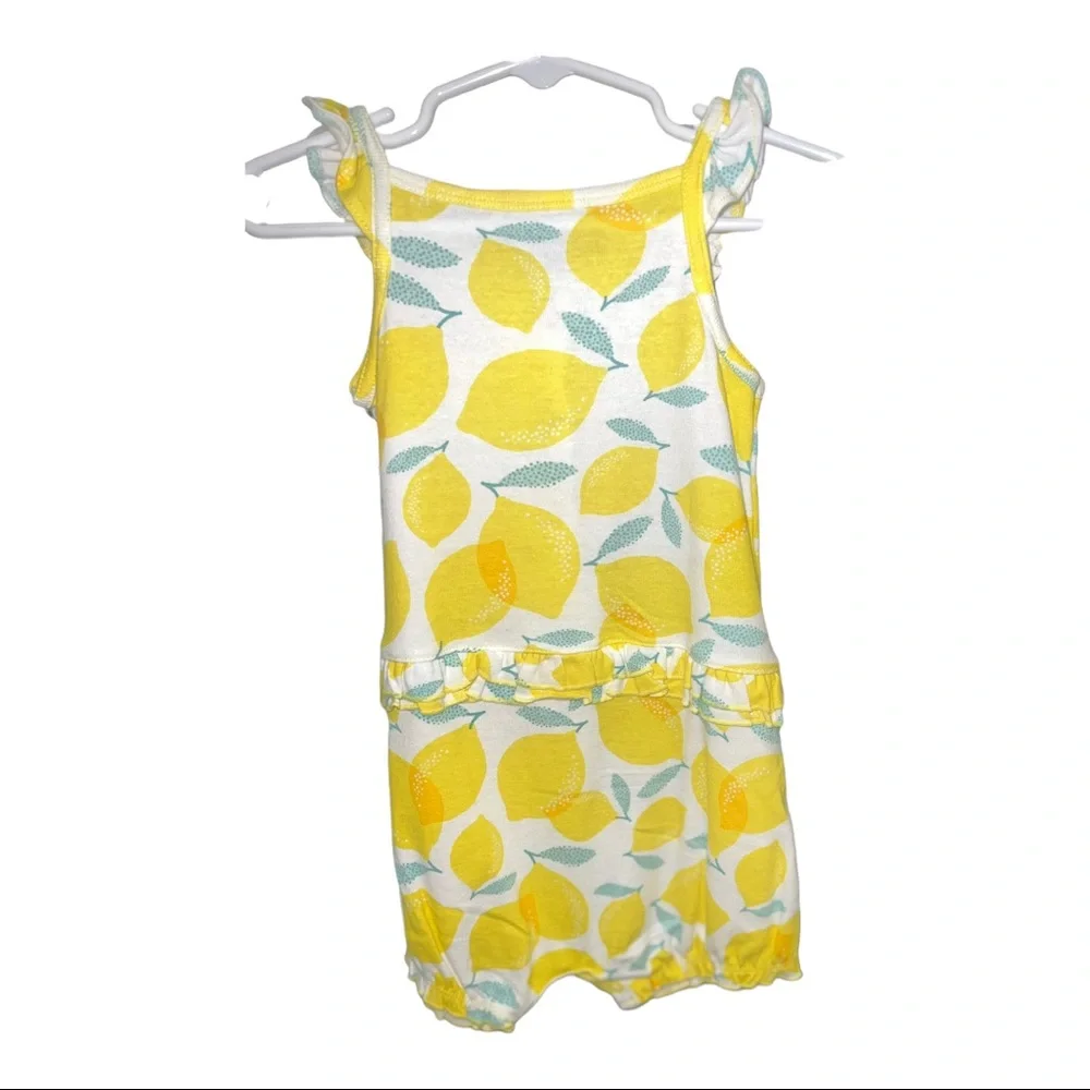 Childrens Yellow Lemon Print One-Piece Romper